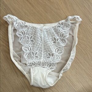 Vintage Oscar de la Renta High Leg Cut Lace Mesh Panty L